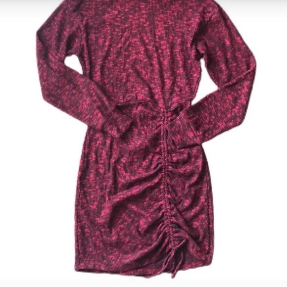 Xhilaration Red Ruched Bodycon Sweater Dress with Long Dolman Sleeves EUC - Picture 3 of 12